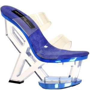 The Highest Heel-Astonish Clear Vinyl Strap Geometric Bottom Platform | NWB 9 US